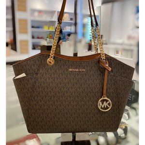 Michael Kors MK Jet Set Travel Large Chain Shoulder Bag Tote